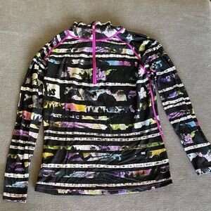 Krimson Klover, L, Pullover Quarter-Zip Top with Multicolor Stripes